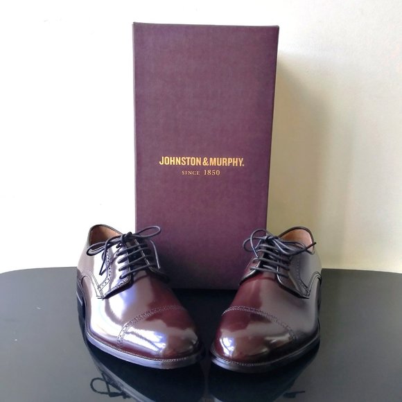 Johnston & Murphy Men\'s Bradford Cap Toe in Beautiful Burgundy Brush-Off Leather main image 10